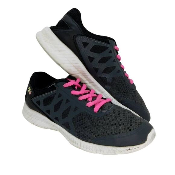 FILA Girl's Pre-owned Charcoal Gray & Pink Running Sneakers - sz. 3 1/2Y - Picture 1 of 6